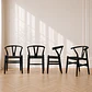 Pack de 4 Silla Wishbone Negra Madera Natural Tejido Negro C - Miniatura 1