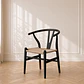 Silla Wishbone Negra Madera Natural Tejido Natural C - Miniatura 1