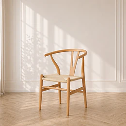Silla Wishbone Madera Natural Tejido Natural Comedor Cafetería