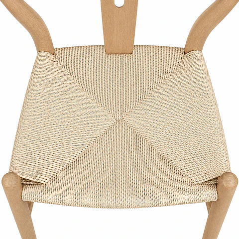 Silla Wishbone Madera Natural Tejido Natural Cafeter