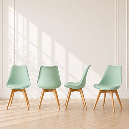 Pack 4 sillas tulip clasica polipropileno con cojin Menta comedor terraza restaurant interior