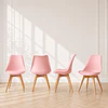 Pack 4 sillas tulip clasica polipropileno con cojin y madera Rosa comedor restaurant terraza interior