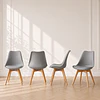 Pack 4 sillas tulip Gris clasica polipropileno con cojin y madera comedor restaurant terraza interior