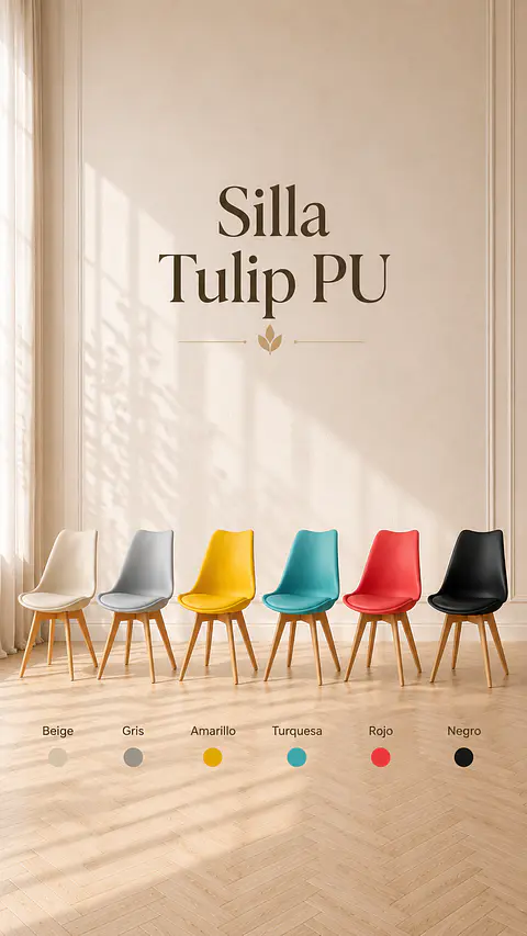 Pack 4 Sillas Tulip Eco Cuero Gris