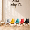 Pack 4 sillas tulip Turquesa clasica polipropileno con cojin y madera comedor restaurant terraza interior