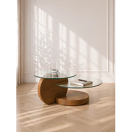 Mesa de Centro Luna Vidrio y Estructura MDF living terraza recepcion