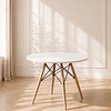 Mesa de Centro Eames Redonda MDF y estructura de madera y hierro living recepcion infantil