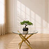 Mesa de Centro Redonda Dubai vidrio Cruzada Gold/ living recepcion oficina