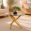 Mesa de Centro Redonda Dubai vidrio Cruzada Gold/ living recepcion oficina