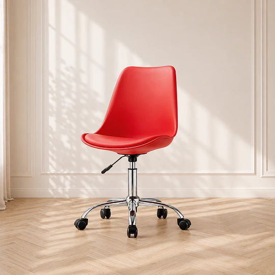 Silla Tulip para Escritorio Ergonómica Asiento Eco Cuero, Altura Regulable, Giro 360° oficina recepcion