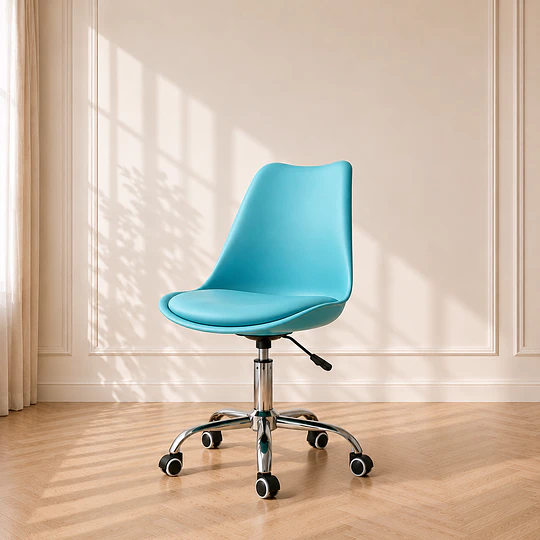 Silla Tulip para Escritorio Ergonómica Asiento Eco Cuero, Altura Regulable, Giro 360° oficina recepcion