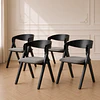 Pack 4 Silla Margot Lino con Apoyabrazos y Madera –comedor living