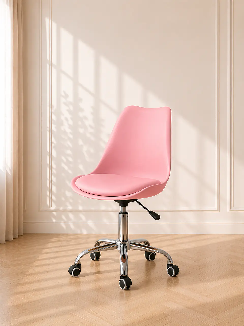 Silla Tulip Rosa Escritorio Ergonómica Asiento Eco Cuero 1
