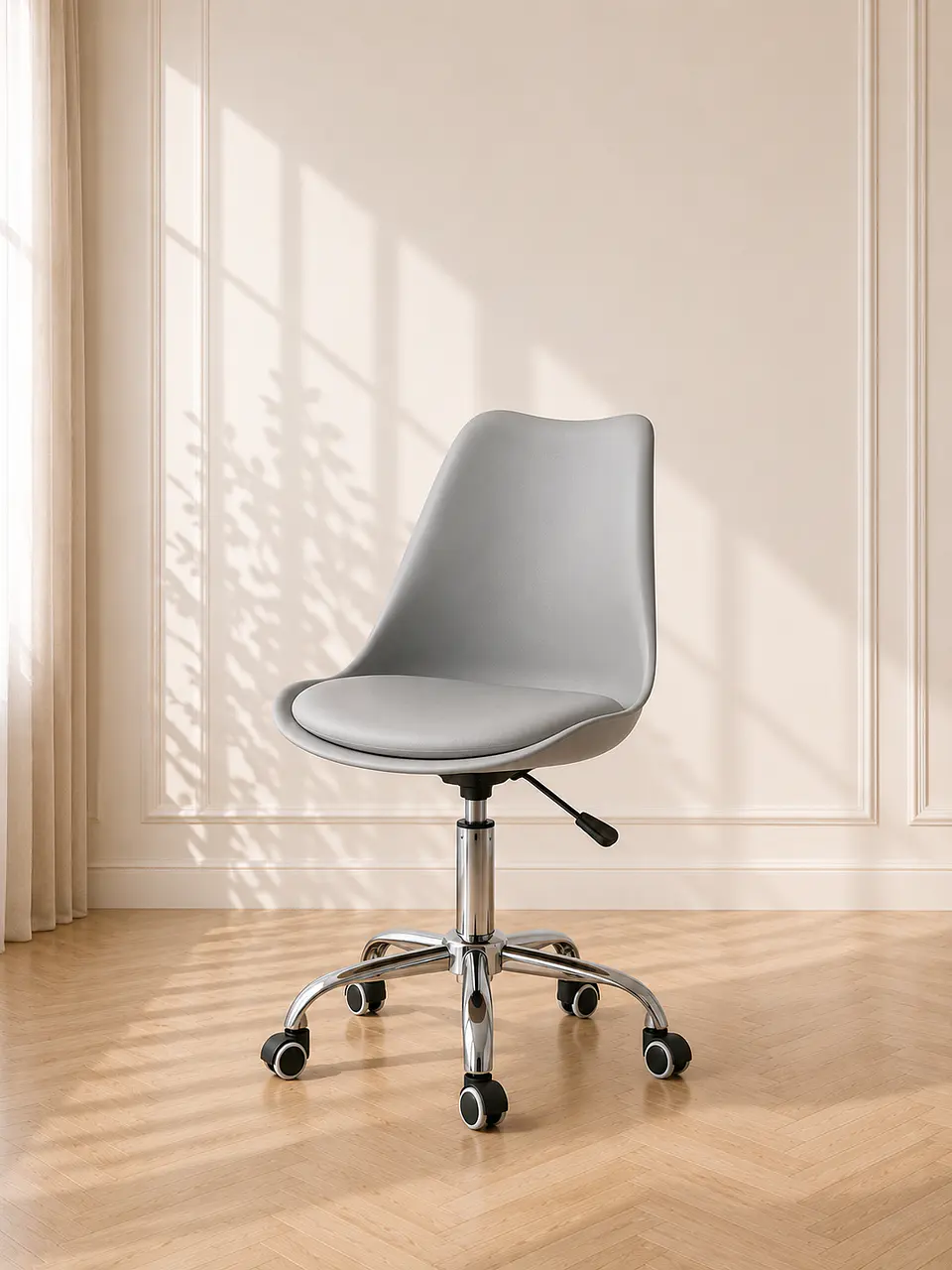 Silla Tulip Gris para Escritorio Ergonómica Asiento Eco Cuero 1