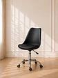 Silla Tulip Negra para Escritorio Ergonómica Asiento Eco Cuero, Al - Miniatura 1