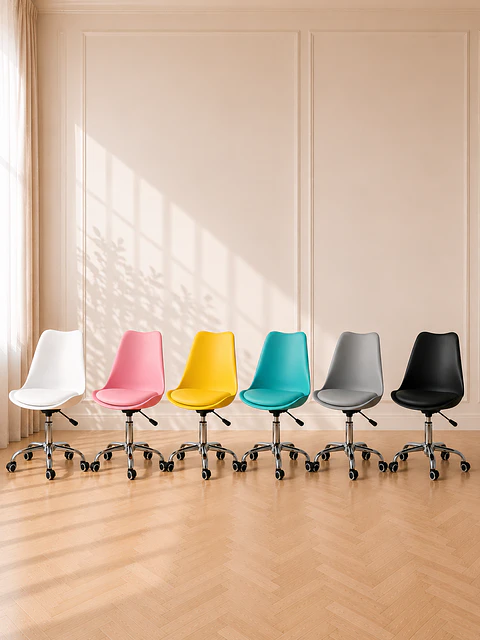 Silla Tulip Gris para Escritorio Ergonómica Asiento Eco Cuero