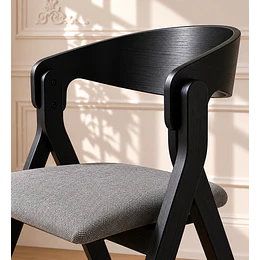Silla Margot Lino con Apoyabrazos y Madera – Silla Moderna para Comedor y Living
