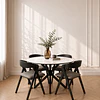 Mesa Comedor Warwick de Cuarzo con Base Cross Metálica-Terraza Interior y Oficina