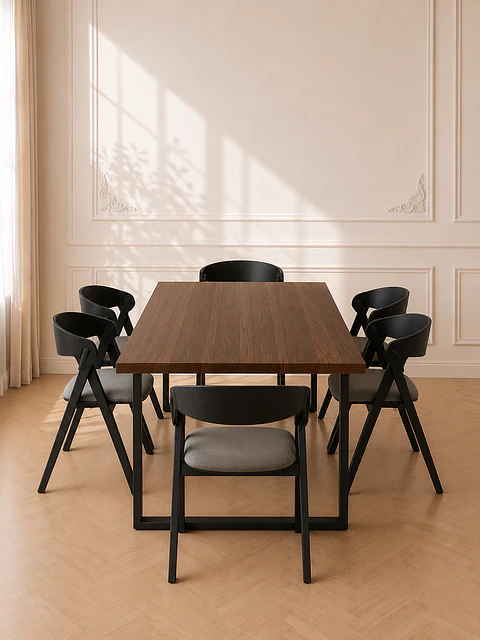 Comedor Rectangular MDF 6 Sillas Eames – Mesa 100cm
