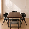 Mesa Industrial de MDF y Metal Negro con 6 Sillas sitial Margot de Chenilla lino y Madera Black Premiun- comedor restaurant reunion