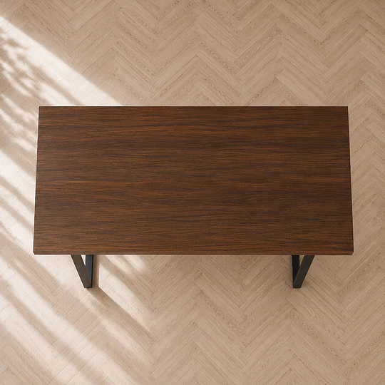 Mesa Industrial de MDF y Metal Negro con 6 Sillas sitial Margot de Chenilla lino y Madera Black Premiun- comedor restaurant reunion