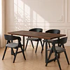 Mesa Industrial de MDF y Metal Negro con 4 Sillas sitial Margot de Chenilla lino y Madera Black- comedor restaurant reunion