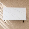 Mesa Rectangular Cuarzo Calacatta estilo marmol y Estructura Metálica – Comedor Sala de Reuniones 
