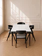 Mesa Rectangular Cuarzo Calacatta + 4 Sillas Sitial Margot Lino Black- comedor restaurant oficina - Miniatura 1