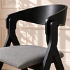 Mesa Rectangular Cuarzo Calacatta + 4 Sillas Sitial Margot Lino Black- comedor restaurant oficina