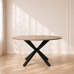 Mesa Redonda Argo Madrid Warwick de MDF y Estructura Cross Metálica Black Wood– comedor interior