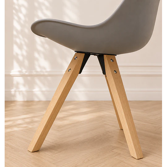Mesa Redonda Argo Madrid Warwick Cross wood Black con 4 Sillas Tulip Nordic con cojin y madera- Comedor