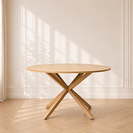 Mesa Redonda Argo Madrid Warwick de MDF y Estructura Cross Metálica Wood– comedor interior