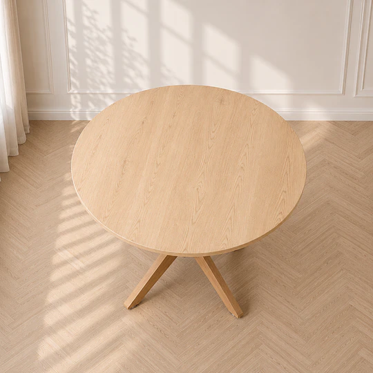 Mesa Redonda Argo Madrid Warwick de MDF y Estructura Cross Metálica Wood– comedor interior