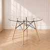 Mesa 120cm Eames de Vidrio y madera para Comedor Reunion Eventos
