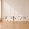 Mesa 120cm Eames de Vidrio y madera para Comedor Reunion Eventos