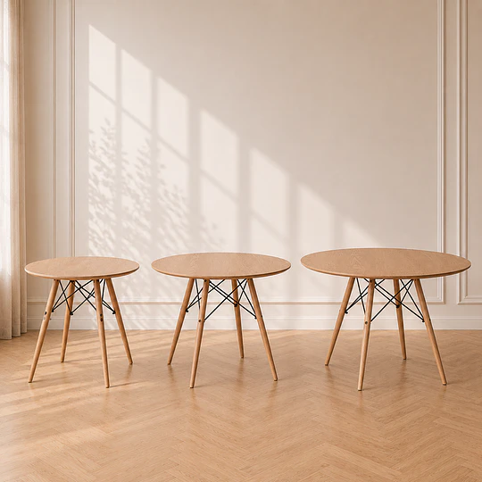 Mesa redonda Eames Wood mdf y estructura Madera para Comedor, y Reunión Oficina interior