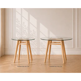 Mesa eames Nordic vidrio y Madera- comedor restaurant oficina