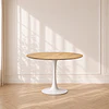 Mesa redonda Tulip MDF Wood y Base Metálica comedor restaurant interior