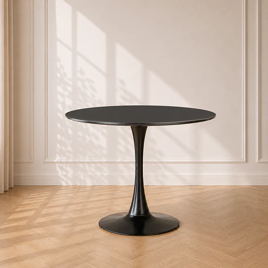 Mesa Redonda Tulip 80cm MDF y Base Meta firme- comedor restaurant cafeterias terraza interior