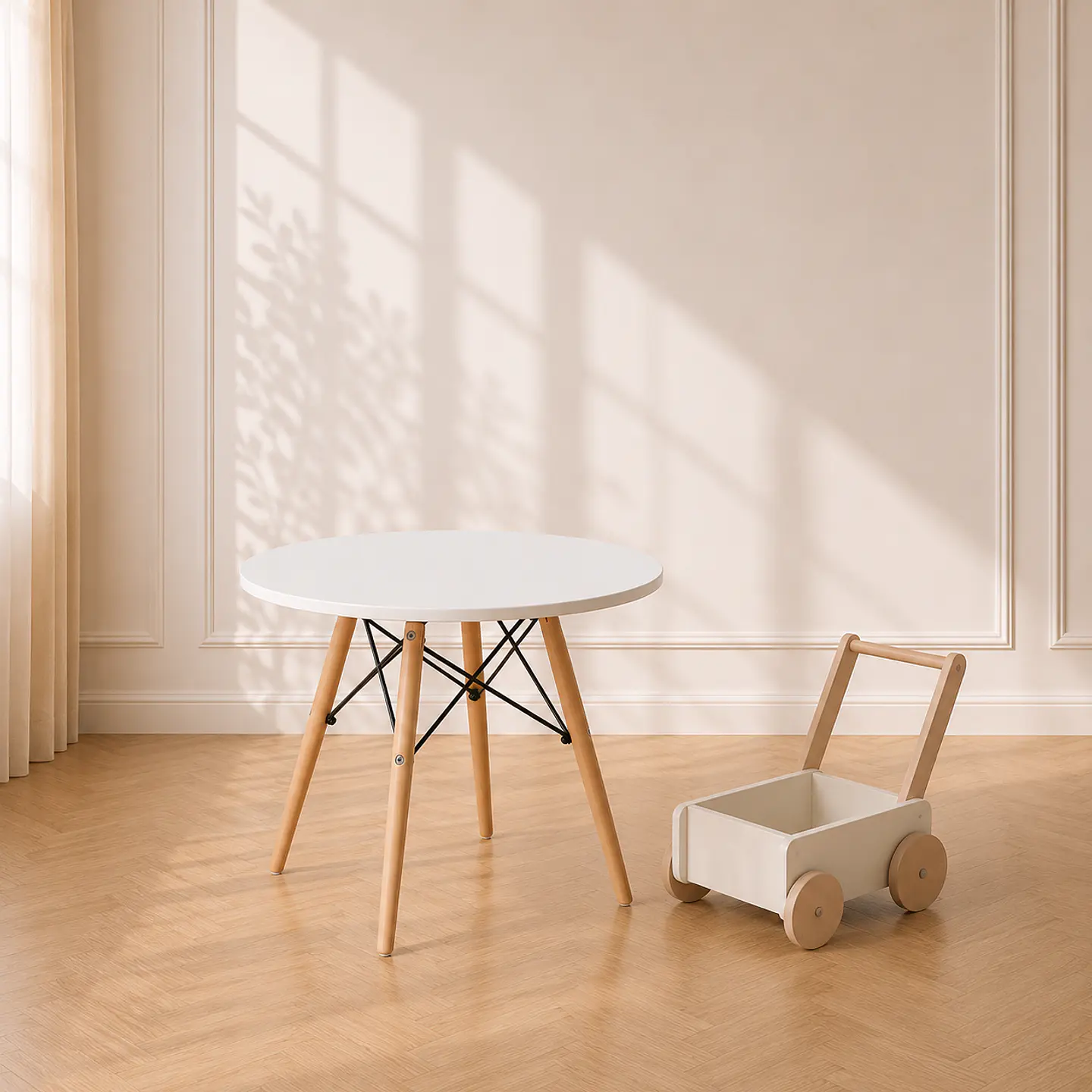 Mesa centro Kids 60cm MDF y Madera Blanca 1