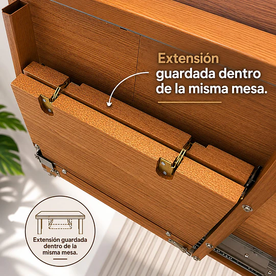 Mesa Zeus Expandible 160 a 200 cm Melamina Metal Comedor 6 a 8 Personas