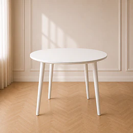 Mesa Vema Redonda Madera Blanco- comedor restaurant cafeteria reunion