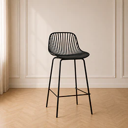 Taburete Clayton Alto de Polipropileno con Estructura de Acero para Cocina y Bar – Negro