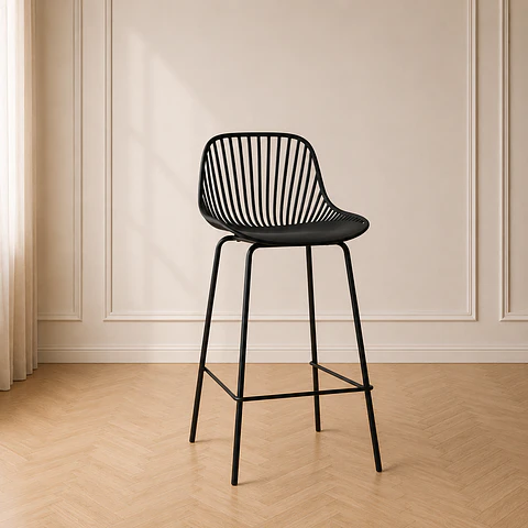 Taburete Bar Alto Clayton Polipropileno Negro 77cm