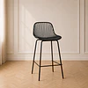 Taburete Clayton Alto de Polipropileno con Estructura de Acero para Cocina y Bar – Negro