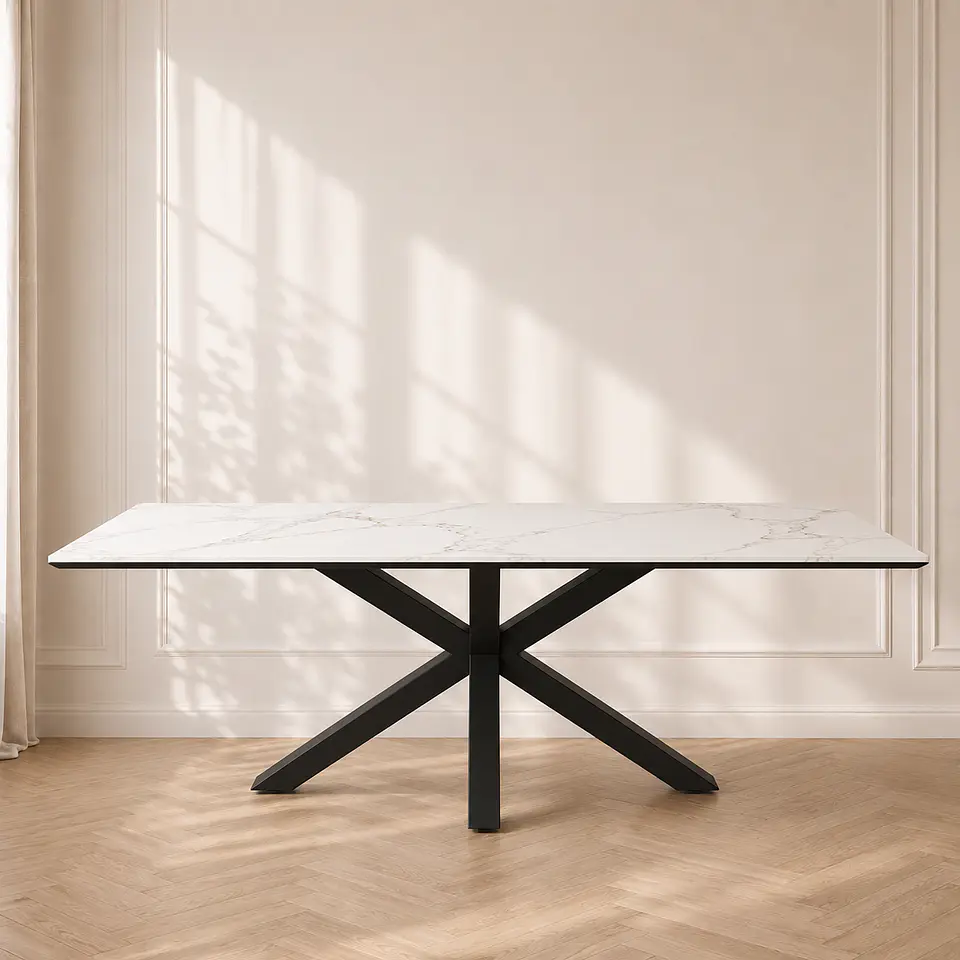 Mesa Rectangular Calacatta de Cuarzo 180x100 para Comedor Reunión oficina 1