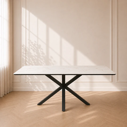 Mesa Rectangular Calacatta de Cuarzo 160x90 para Comedor Reunión oficina