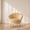 Poltrona Pétalo Felpa Beige con estructura de Metal Doradas o Negras – living pedicura