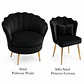 Poltrona Pétalo Felpa Negro con Patas de Metal Doradas o Negras - Miniatura 4
