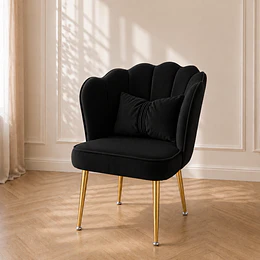 Silla sitial Princess Corona Velvet negro Gold/ Comedor living manicurista